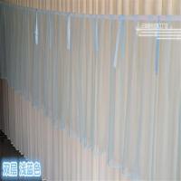双层浅蓝色|婚庆道具吊顶纱云顶纱婚庆纱幔用品舞台s吊顶装饰美国波浪t台网纱