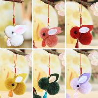毛线玉兔-[颜色随机]1个|新品億人 新款创意小兔子钥匙扣挂饰手机铃铛挂件可爱毛绒妇女节