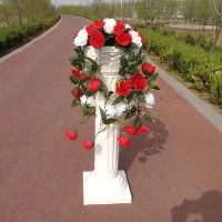 柱子+42头奶白大红|婚庆罗马柱路引开业花篮婚礼道具绢花路引婚礼布置迎宾路引花