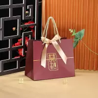 手提袋(10个装)|结婚请帖喜糖盒三件套2021婚礼请柬手提袋中式伴手礼网红新款礼盒