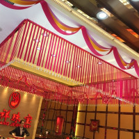 红色【平层款】1米|开业珠宝店铺金店吊顶装饰拉花布置水晶丝带环岛彩带波浪婚庆道具