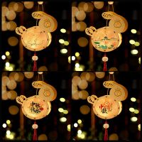 小兔子木框灯笼-[图案随机]|中秋节灯笼diy手工自制材料包 创意花草木制灯笼儿童发光手提宫灯