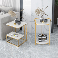 北欧岩板沙发边几角落置物架藤印象客厅茶水圆桌迷你小茶几方桌床头边柜