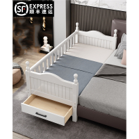 定制木儿童拼接床加宽床大床男孩女孩公主床带护栏榉木婴儿床边小床