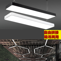 办公室吊灯 长条灯吊线灯长方形吸顶灯黑色教室灯舞蹈室专用灯