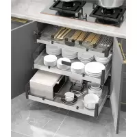 厨房304不锈钢拉篮抽屉式藤印象锅具碗碟橱柜多储物拉篮柜内隔层