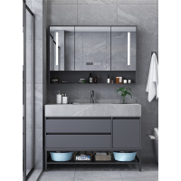 岩板一体浴室柜组合轻奢落地式藤印象洗脸洗手池洗漱台盆卫生间现代简约
