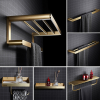 藤印象黄铜毛巾架轻奢置物架铜卫生间浴巾架浴室马桶刷挂件套装收纳架