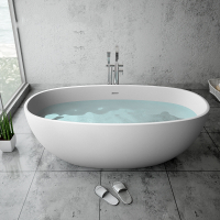 藤印象独立式家用浴缸小户型网红双人情侣浴盆椭圆形轻奢人造石浴缸
