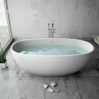 藤印象独立式家用浴缸小户型网红双人情侣浴盆椭圆形轻奢人造石浴缸