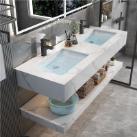 现代简约浴室柜组合公用卫生间双盆台盆洗手盆洗面盆公共洗漱台盆