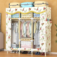 衣柜家用卧室出租房用网红木置物架加固衣橱结实 简易布衣柜