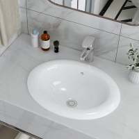 藤印象台中盆半嵌入式洗脸洗手盆盘卫生间陶瓷椭圆形台上盆半镶入式面盆