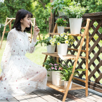 藤印象花架子客厅落地式置物架阳台装饰布置多肉花盆植物摆放架木多层