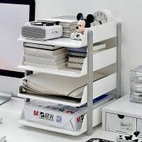 藤印象桌面文件收纳架办公室资料多分层a4文件夹档案置物架收纳盒框书架