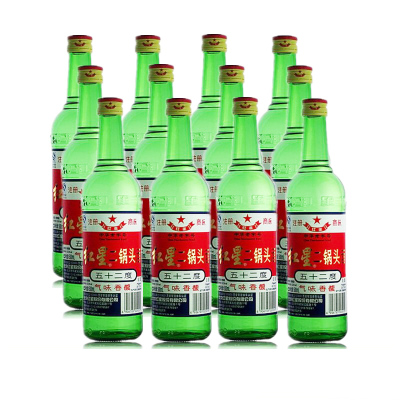 北京 红星二锅头52度 绿瓶500ml*12瓶整箱装