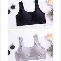 内衣女学生韩版冰丝无钢圈裹胸一片式无痕睡眠文胸吊带运动背心女