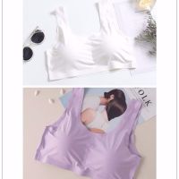 内衣女学生韩版冰丝无钢圈裹胸一片式无痕睡眠文胸吊带运动背心女