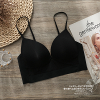 出口日本舒适文胸吊带一体背心式薄款细肩带内衣女光面无痕无钢圈