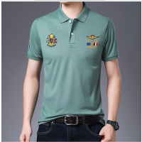 保罗男士休闲商务短袖纯色绣花棉半袖夏季polo衫中青年翻领t恤
