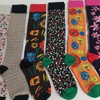 轻奢意大利袜子玛尼新款个性拼色百花色ins高筒女袜美腿塑形