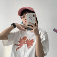 纯棉短袖t恤女2020夏装新款韩版卡通可爱小天使宽松百搭上衣ins潮