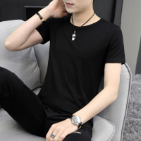 夏季男士纯黑色t恤薄款短袖丅桖血纯棉男装半截袖健身运动短衫土