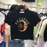 搭配工装裤的高腰短款露脐上衣女2021网红t恤女韩版修身百搭短袖