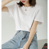 白色t恤女短袖2021春夏款宽松韩版字母印花纯棉时尚上衣ins潮百搭