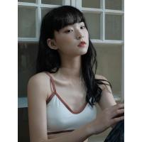 馨帮帮bra 学生拼色运动背心内衣女简约无钢圈吊带文胸抹胸防走光