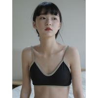 馨帮帮bra 学生拼色运动背心内衣女简约无钢圈吊带文胸抹胸防走光