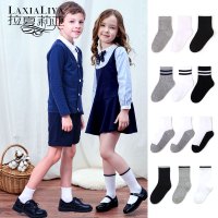 学生袜白色女童男童儿童袜子黑色短筒运动纯棉表演短袜宝宝春秋夏