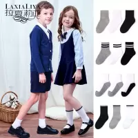 学生袜白色女童男童儿童袜子黑色短筒运动纯棉表演短袜宝宝春秋夏
