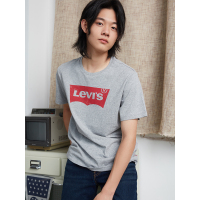 levi's男士灰色圆领纯棉经典logo印花短袖t恤潮17783-0200