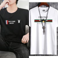 男士短袖t恤纯棉白色2021新款潮体恤打底衫圆领半袖