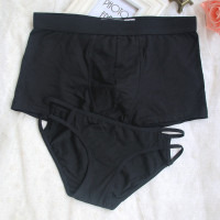 2条 新款情侣内裤纯棉可爱内衣套装火辣诱惑男平角女三角简约情趣