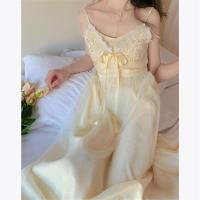 blovelan仙女梦境 珍珠露肩蝴蝶网纱2021春款打底吊带连衣裙女