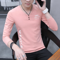 2件]男士t恤丅v领长袖薄款秋衣韩版潮男装秋装卫衣春秋季上衣服