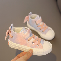 女童帆布鞋2021春季新款韩版天使翅膀公主布鞋百搭高帮板鞋