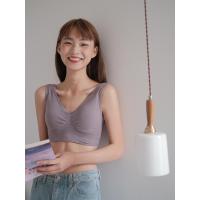 馨帮帮bra 纯色舒适运动内衣女无钢圈学生防走光弹力背心式文胸