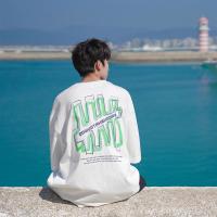 d夏季男士短袖t恤韩版宽松印花圆领落肩半袖ins情侣五分袖体恤男