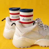 3双韩版短袜女棉日系中筒袜卡通字母袜子潮春夏学院风可爱白袜薄