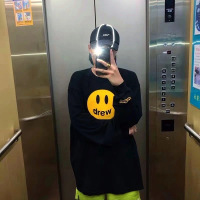 drew笑脸贾斯汀比伯男女ins网红同款fog高街潮宽松打底长袖t恤