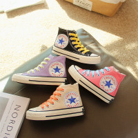 儿童帆布鞋女童鞋子2021春季新款男童高帮板鞋软底布鞋学生小白鞋