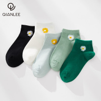 5双袜子女短袜浅口ins潮可爱日系运动网红夏薄款棉船袜防臭不掉跟