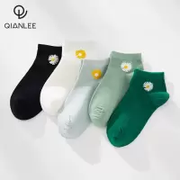 5双袜子女短袜浅口ins潮可爱日系运动网红夏薄款棉船袜防臭不掉跟