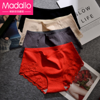 红内裤女士纯棉蕾丝中腰结婚大红色本命年牛年三角裤头