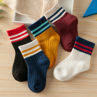 春秋款男童儿童袜子棉袜3岁 宝宝运动中筒袜秋冬学生袜条纹中大童