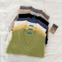 韩版马甲背心2021年新款秋季女装时尚气质v领无袖百搭学生上衣潮