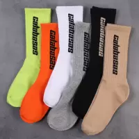 calabasas英文侃爷yeezy橘色袜子男女中筒高街荧光潮袜篮球运动袜